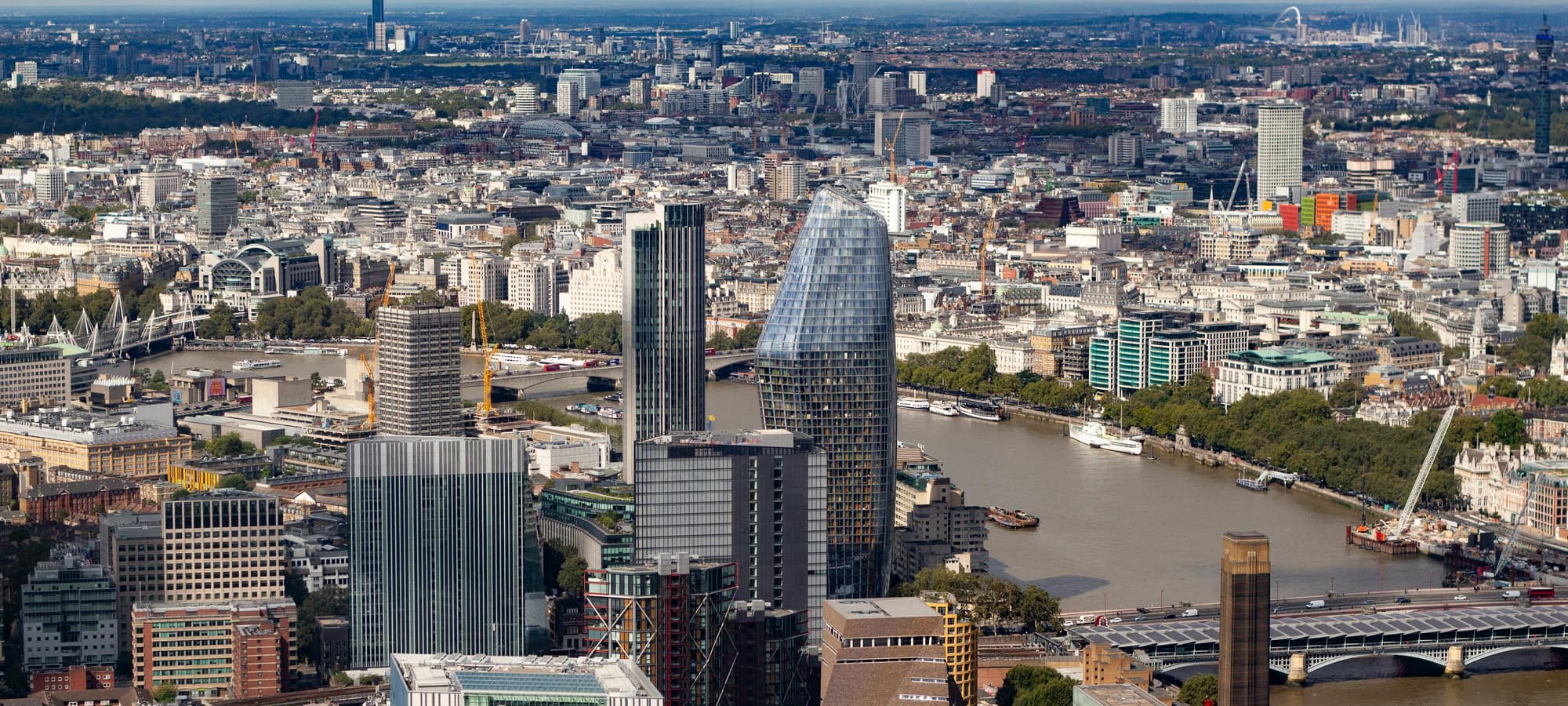 The City of London and the River Thames from above