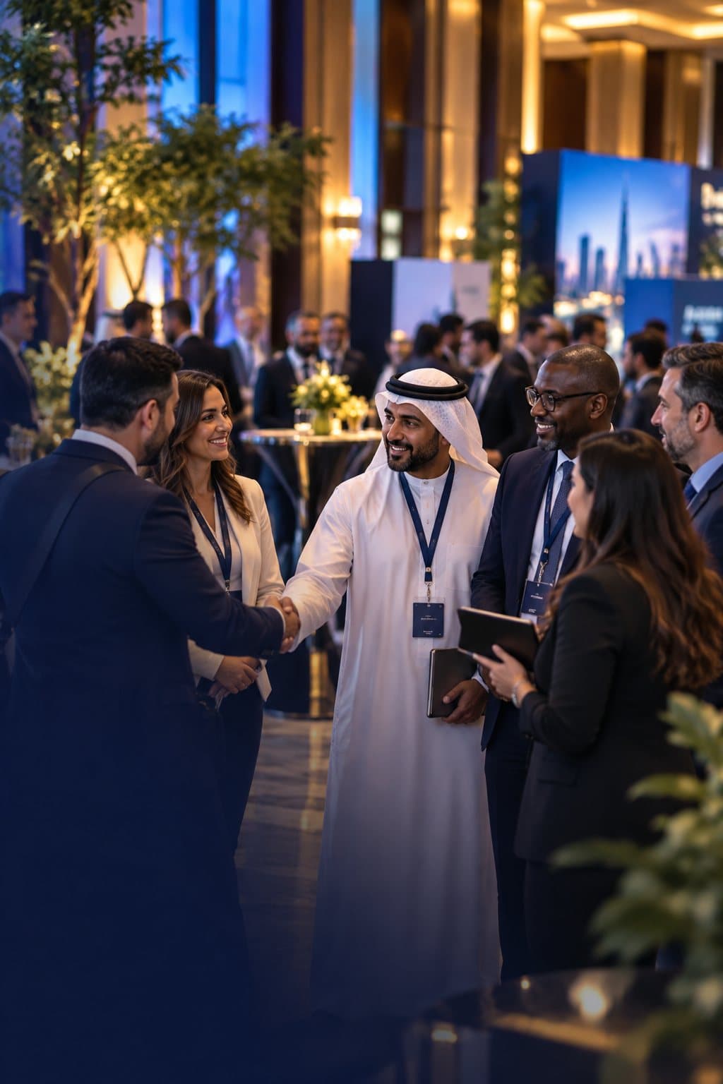 New members being welcomed at a business forum