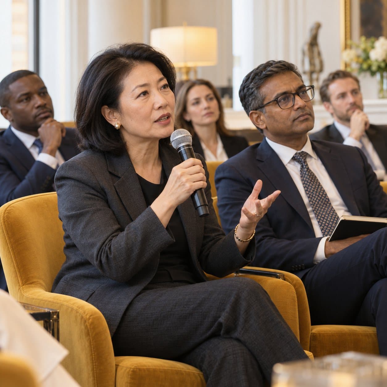 An investor asking a question during an investor session