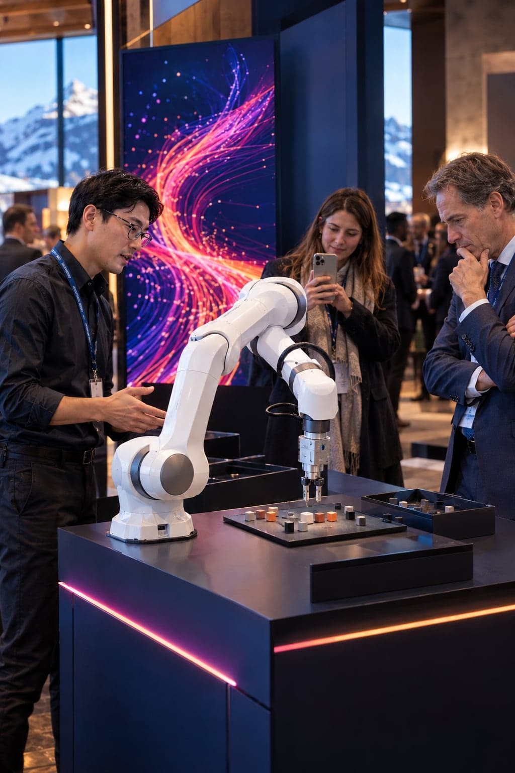 Delegates watching a robotics demonstration