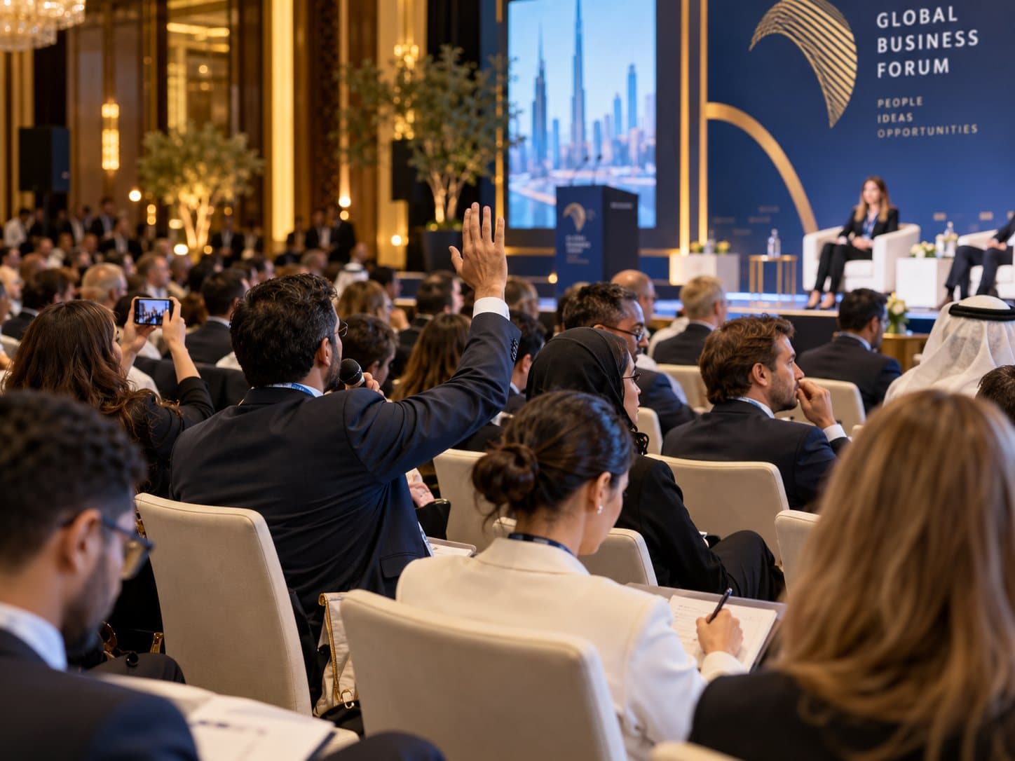 A full hall of delegates at a business forum
