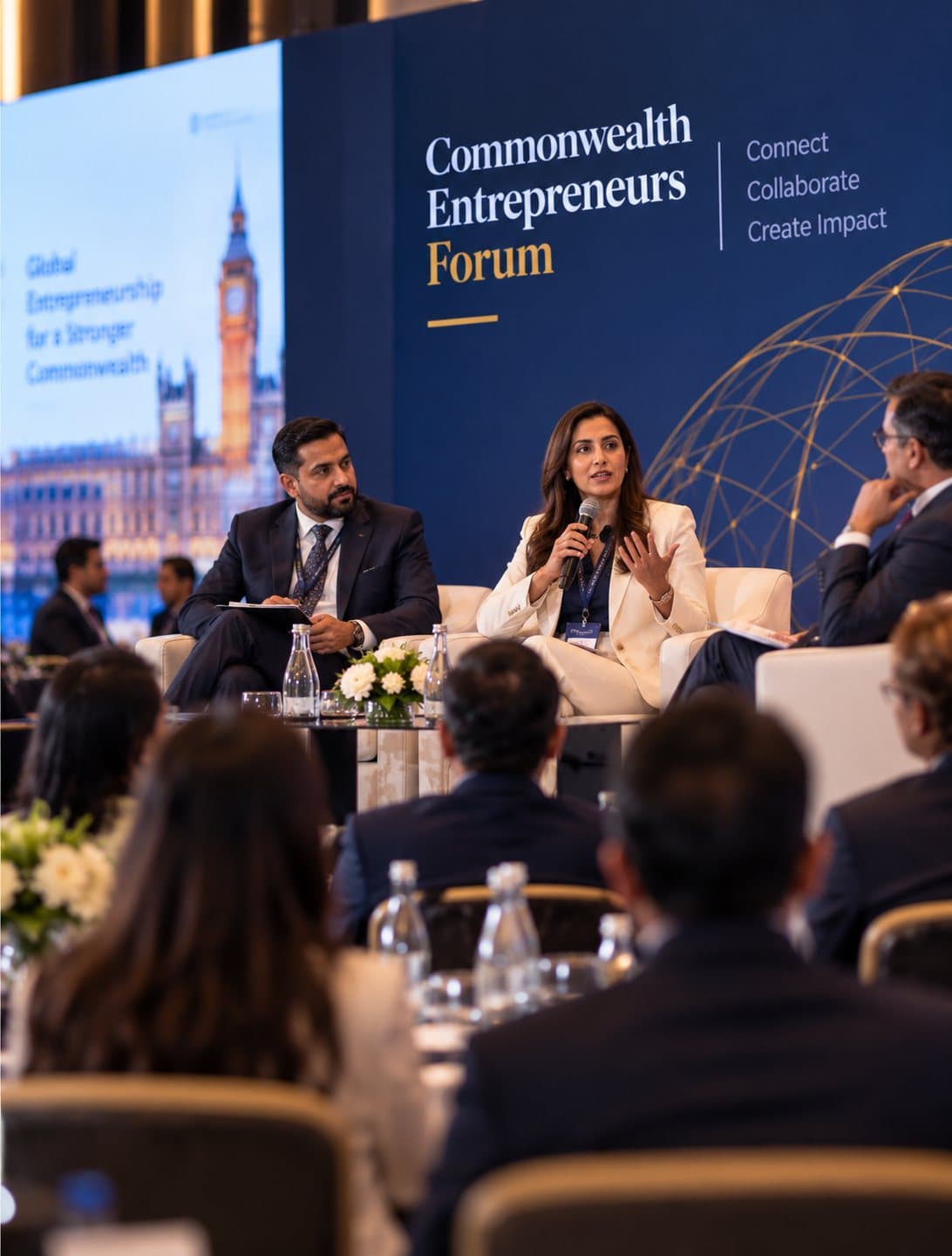 A panel in discussion at a Commonwealth Entrepreneurs Forum session