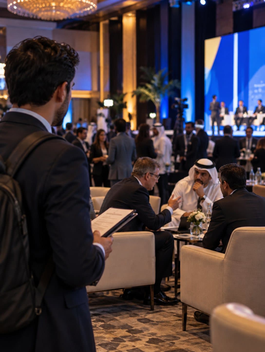 An entrepreneur looking on as investors meet at a forum