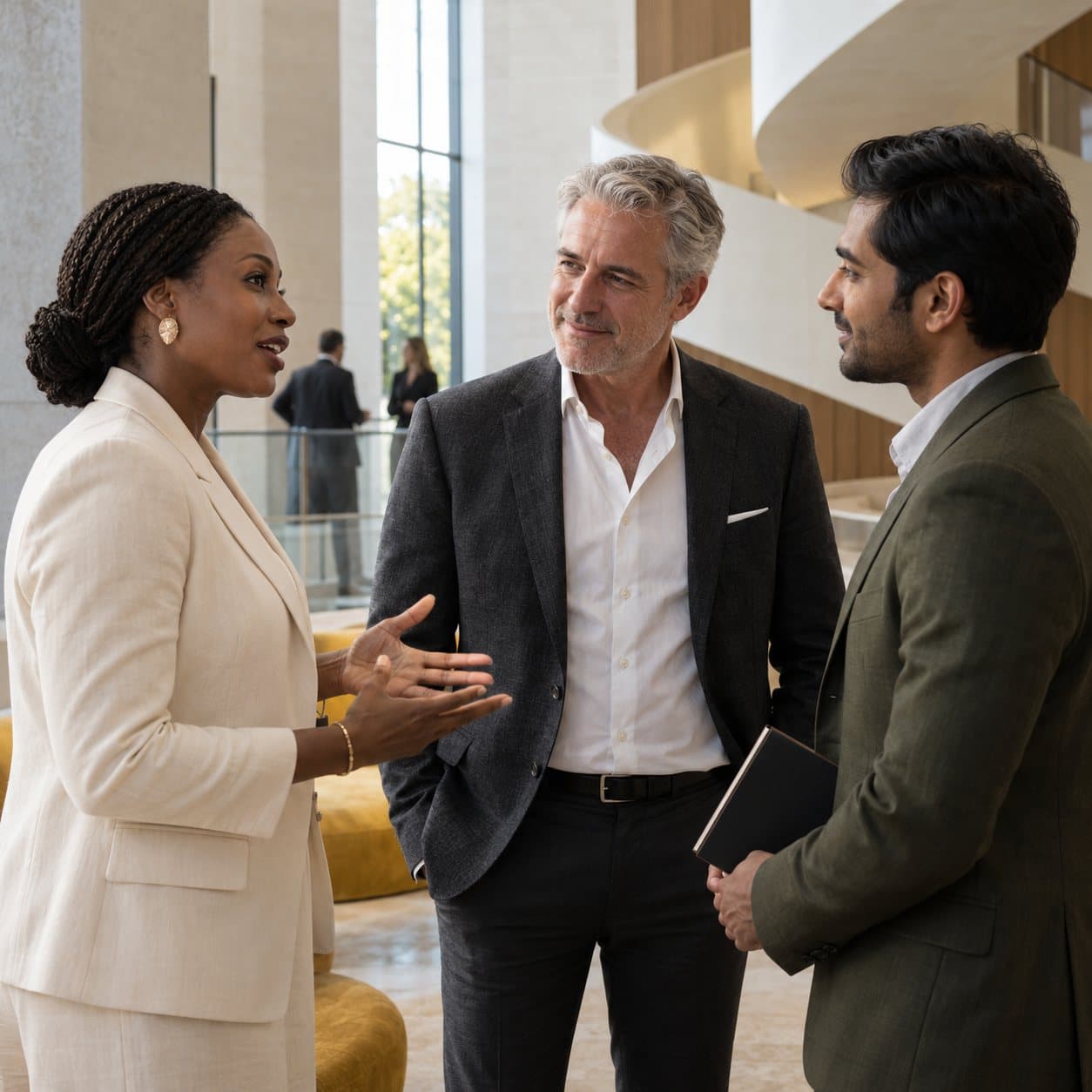 Delegates in conversation between sessions