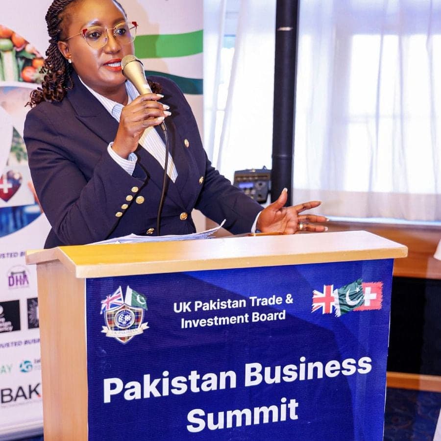 A woman entrepreneur speaking at a business forum